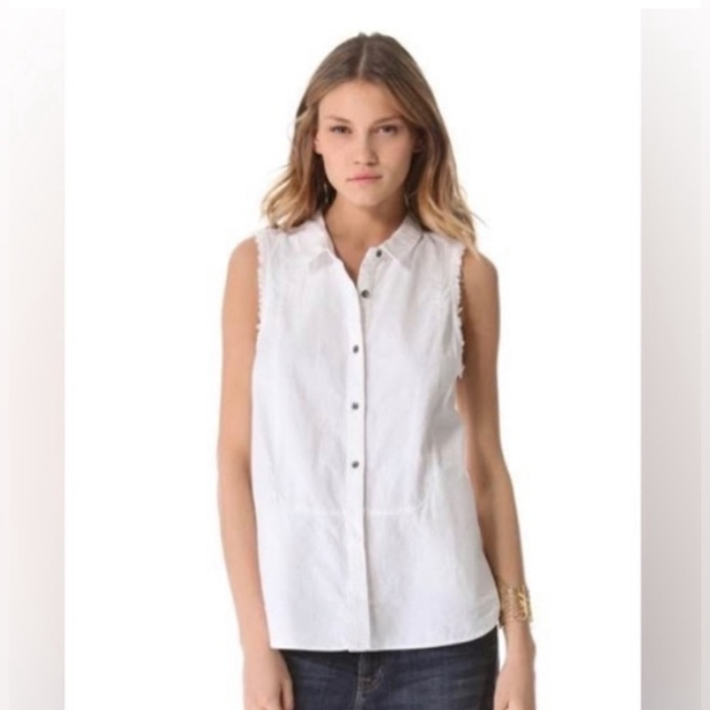 Free People Linen Sleeveless Button Down - Ivory - Large